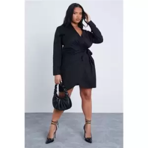 Image of I Saw It First Black Plus Size Wrap Over Shirt Skater Dress - Black