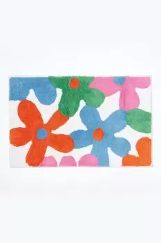 Image of Cotton Tufted Washable Multi Colour Floral Children Rug