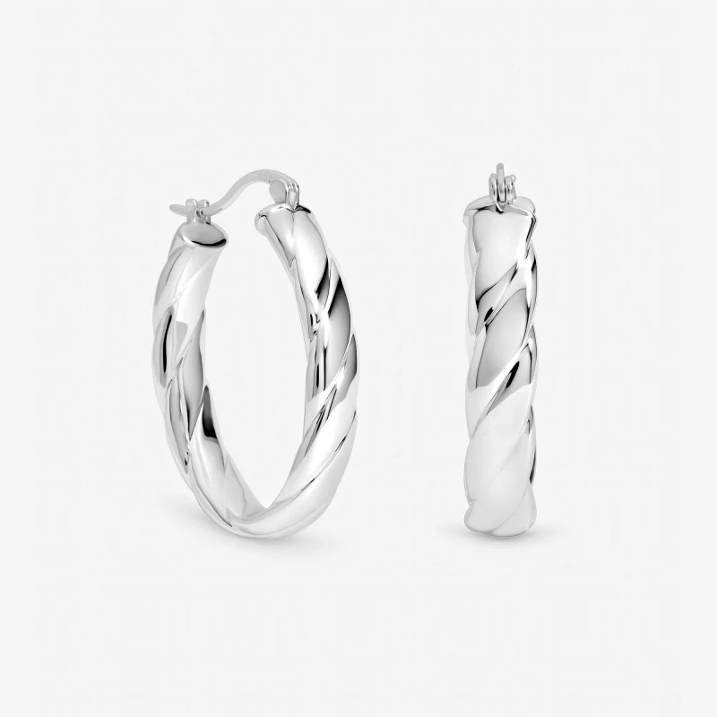 Image of Inicio Sterling Silver Plated Textured Oval Hoops Silver female One Size