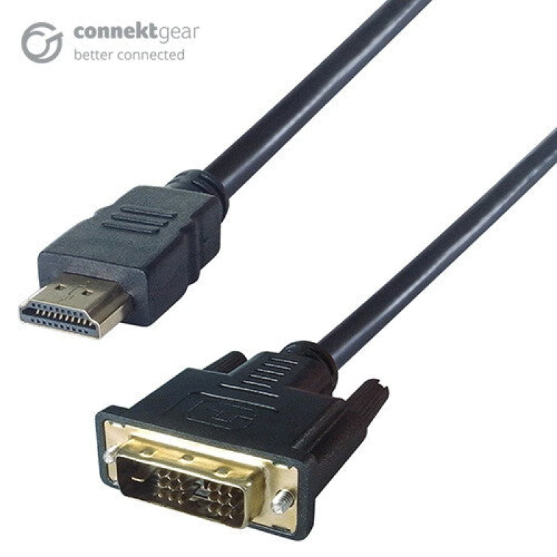 Image of CONNEkT Gear connektgear 5m HDMI to DVI-D Monitor Connector Cable - Male to Male - 18+1 Single link 26-1686