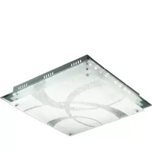 Image of Italux Orlando Classic 1 Light Patterned Glass Flush Ceiling Light led, 3000K