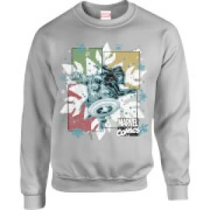 Image of Marvel Comics Black Widow Captain America Grey Christmas Sweatshirt - S - Grey