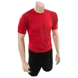 Image of Precision Unisex Adult Lyon T-Shirt & Shorts Set (S) (Red/Black)