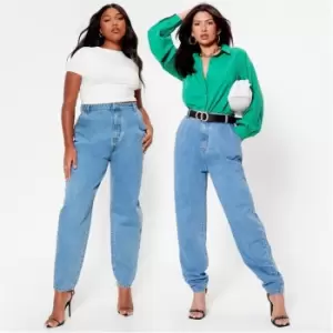 Image of I Saw It First Barrel Leg Jeans - Blue