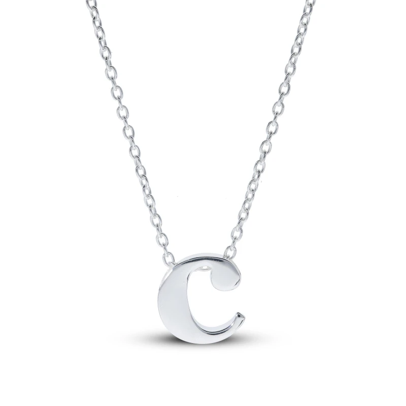 Image of Be You Sterling Silver lowercase Initial Necklace Silver female C