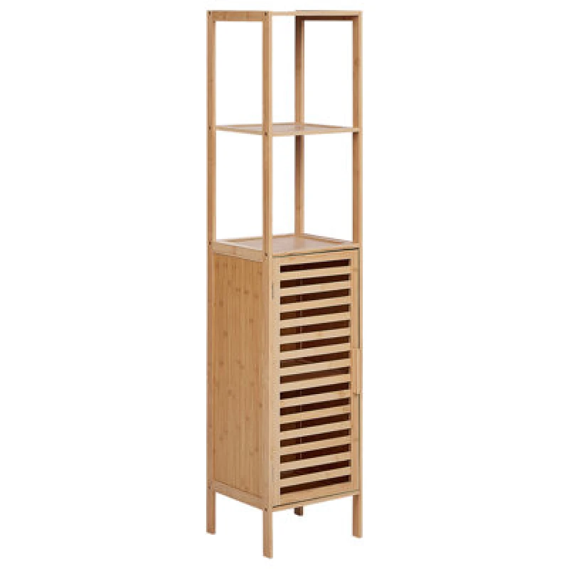 Image of Beliani Shelving Unit Owasso Bamboo Wood Light Brown