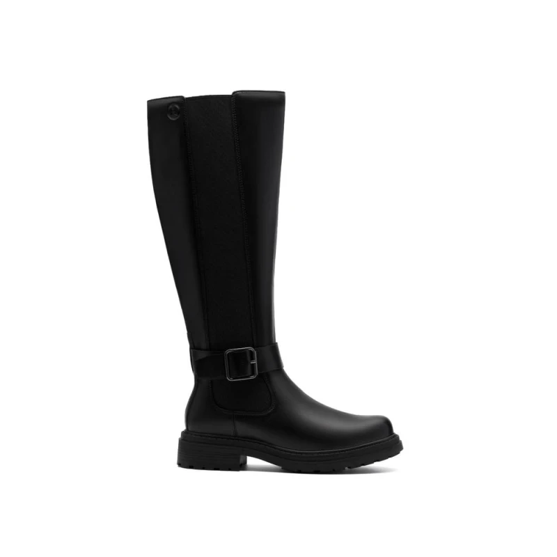 Image of Clarks Womens Orinoco 3 Tall Black Leather Knee High Boots Size: 4-Standard Fit Black Female 4-Standard Fit