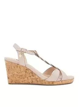 Image of Dune London Koala Plait T Bar Wedge - Rose Gold, Metal, Size 5, Women