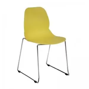 Image of Strut multi-purpose chair with chrome sled frame - mustard