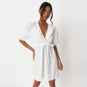 Image of Missguided Waist Skater Dress Ss Poplin - White