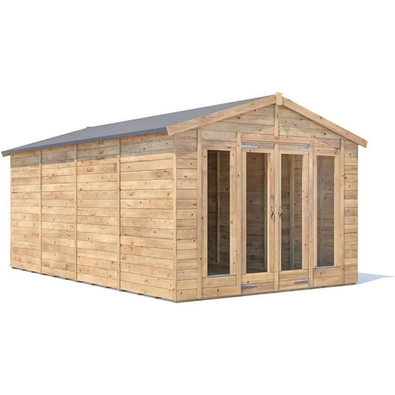 Image of Dunster House Summerhouse 3M X 4.8M (10' X 16') Apex Roof Fully Pressure Treated Ragepanda Modular