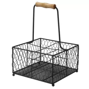 Image of 4 Bottle Holder with Wooden Handle M&amp;W