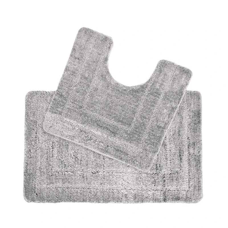 Image of Allure Bath Fashions Two Piece Non-Slip Bath Mat & Pedestal Mat Set in Light Grey Light Grey Unisex