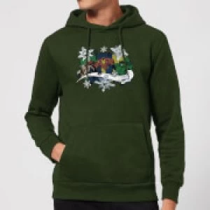 Image of Marvel Thor Iron Man Hulk Snowflake Christmas Hoodie - Forest Green - S