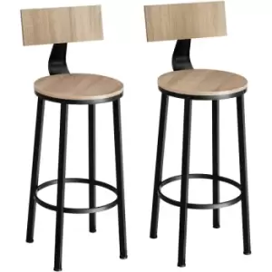 Image of Tectake - 2 Bar stools Poole - dining chairs, stools, breakfast bar stools - industrial wood light, oak Sonoma - industrial wood light, oak Sonoma