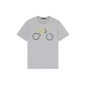 Image of French Connection Embroidered Dirt Bike T-Shirt - Grey