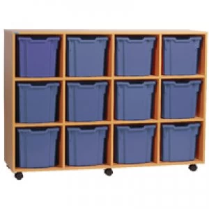 Image of Jemini Jumbo Mobile Storage Unit 12 Tray Beech KF72571