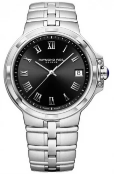 Image of Raymond Weil Mens Parsifal Stainless Steel Bracelet Black Watch