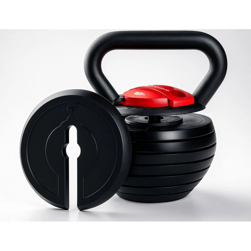 Image of STRONGOLOGY Strongology 7-in-1 Adjustable Smart Kettlebell upto 18kg Black with Red Dial Home Fitness Gym Equipment Kettlebell 18Kg Black Red