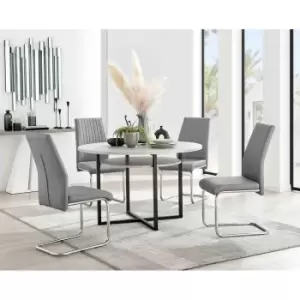 Image of Furniture Box Adley Grey Concrete Effect Storage Dining Table and 4 Grey Lorenzo Chairs