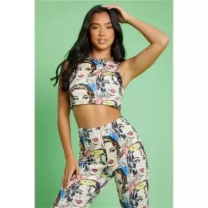 Image of I Saw It First Multi Petite D13ego Art Print Slinky Flared Trousers - Multi