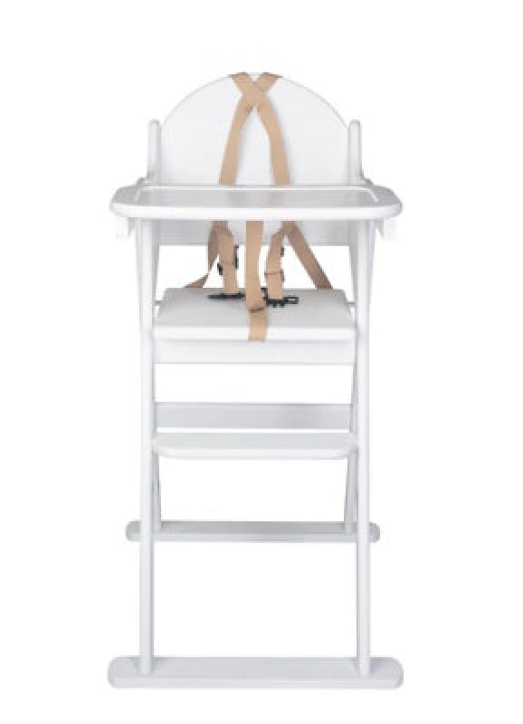 Image of Safetots Deluxe Putaway Folding Wooden High Chair, White, Highchair For Baby And Toddler, Pre-Assembled