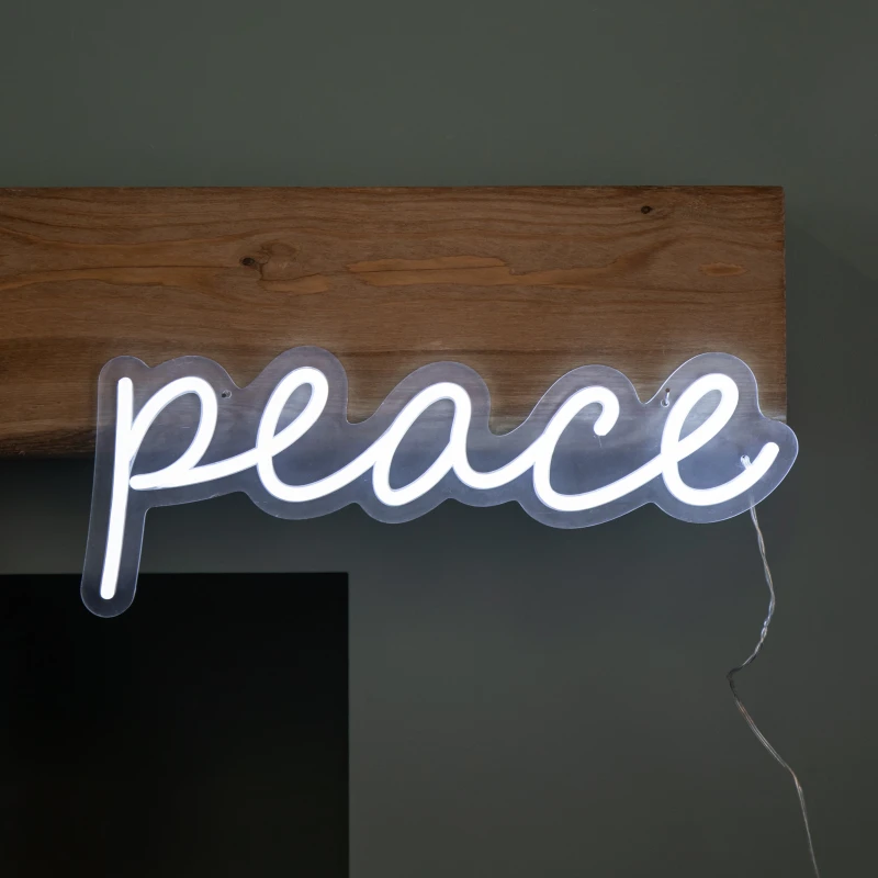 Image of 40cm Light up Neon Effect Peace Decorative Sign with 145 White LEDs