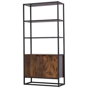 Image of HOMCOM Storage Cabinet with 3 Open Shelves Cupboard Freestanding Tall Organizer Multifunctional Rack for Livingroom Bedroom Kitchen Rustic Brown