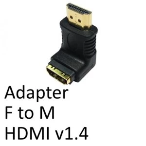 Image of HDMI 1.4 (F) to HDMI 1.4 (M) Black OEM Right Angled Adapter