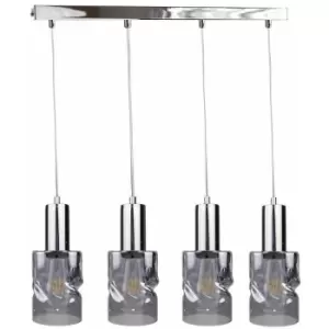 Image of Keter Cross Bar Pendant Ceiling Light Dark Silver, 60cm, 4x E27