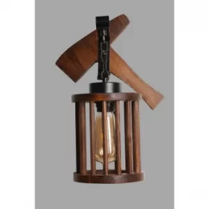 Image of &Ccedil;eki&ccedil; ceviz ah?ap kafes ba?l?kl? aplik Brown Wall Lamp