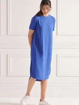 Image of Superdry Curve Hem Shift Dress - Blue Size 14, Women