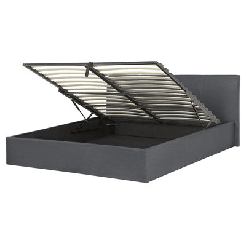 Image of Beliani Ottoman Bed Fabric Orbey 160 X 200 Cm (Eu King Size) Grey