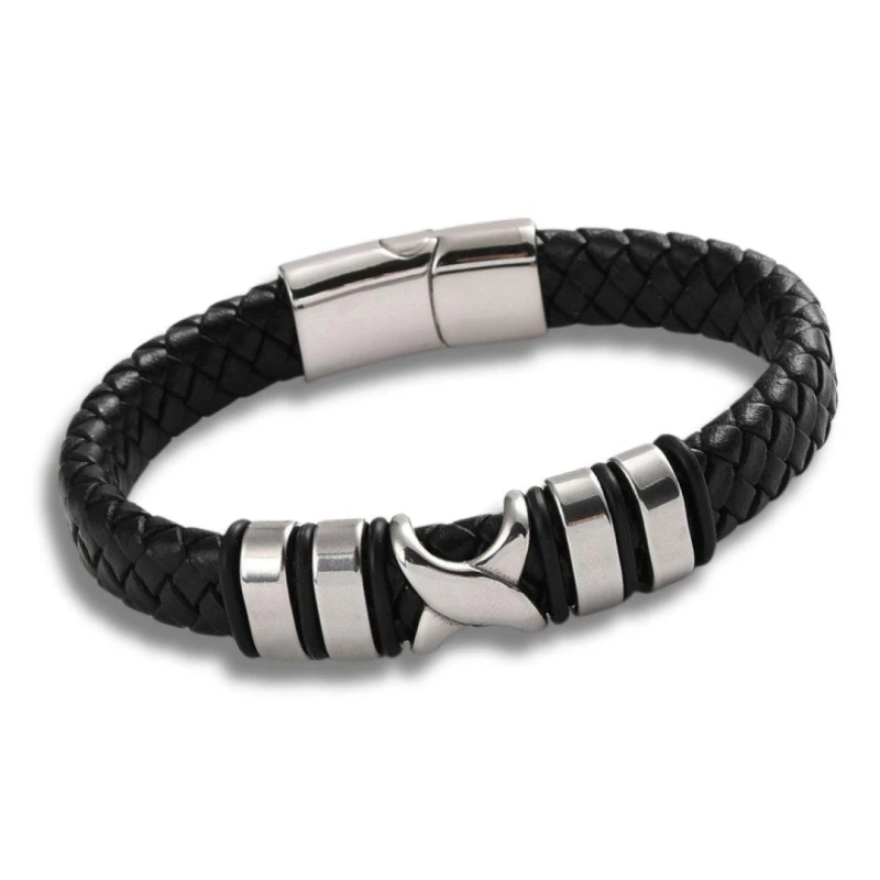 Image of Aye Do Gifts X Mens Black Leather Bracelet Black male One Size