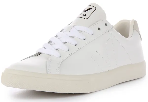 Image of Veja Mens Esplar Logo Trainers In White/Black