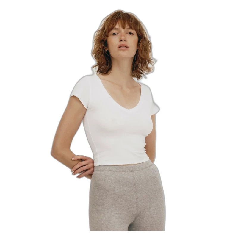 Image of Organic Basics Womens v-neck T-Shirt Organic Basics Core Baby Blanc Female S