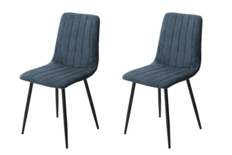 Image of Core Products Aspen Straight Stitch Dining Chair With Black Tapered Legs (Pair) Blue