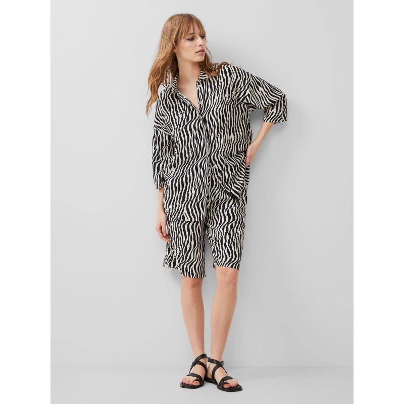 Image of French Connection Womens Long-Sleeve Patterned Shirt 01-Blackout-Cls female 10 (S)