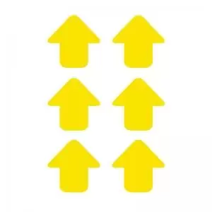 Image of Yellow Arrows Floor Graphic adheres to most smooth clean flat surfaces