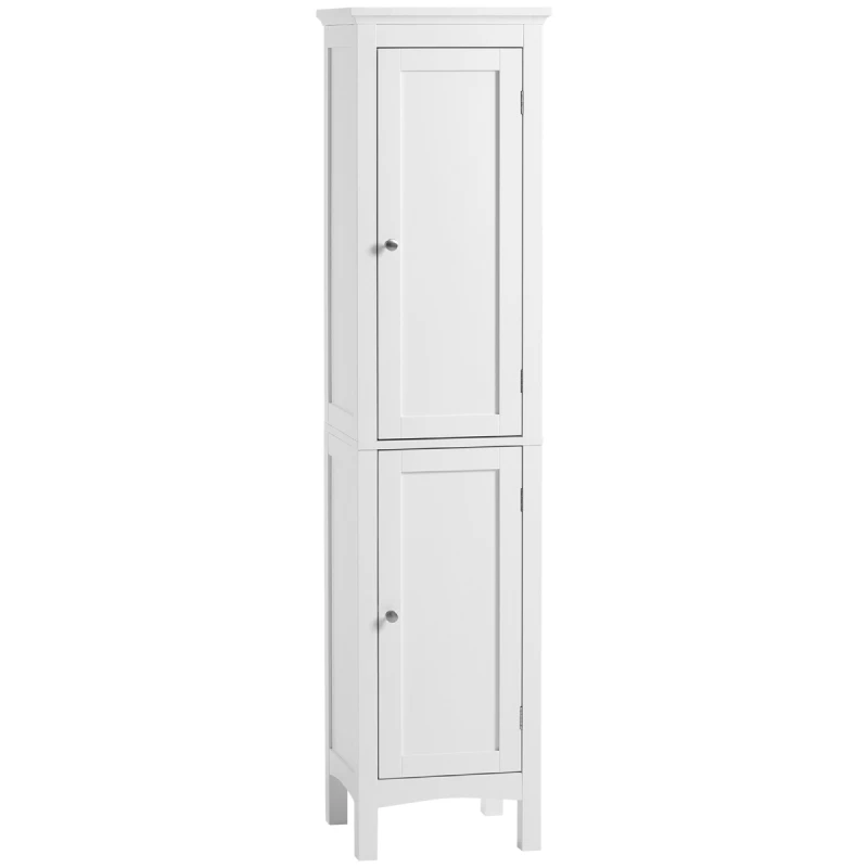 Image of kleankin Tall Bathroom Cabinet with Adjustable Shelves, Double Door, White, Yellow 834-533V80WT