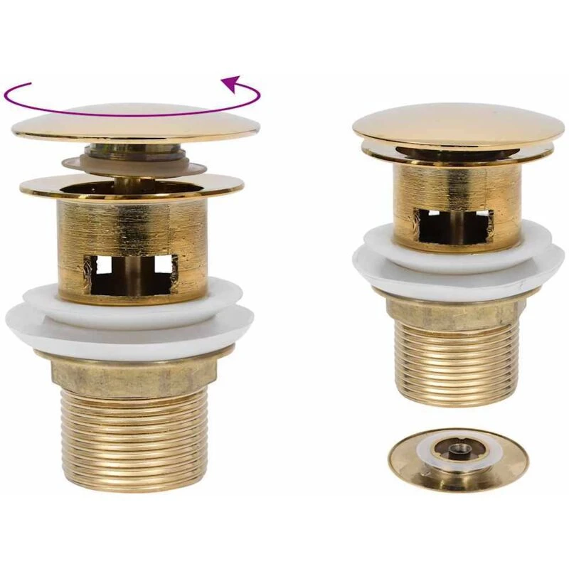 Image of VIDAXL Vidaxl - Push Drain with Overflow Function Gold 6.4x6.4x9.1cm 8720286204474