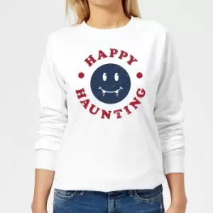 Image of Happy Haunting Fang Womens Sweatshirt - White - M