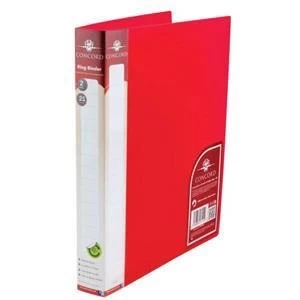 Image of Original Concord Natural A4 2 O Ring 25mm Polypropylene Ring Binder Red Pack of 10