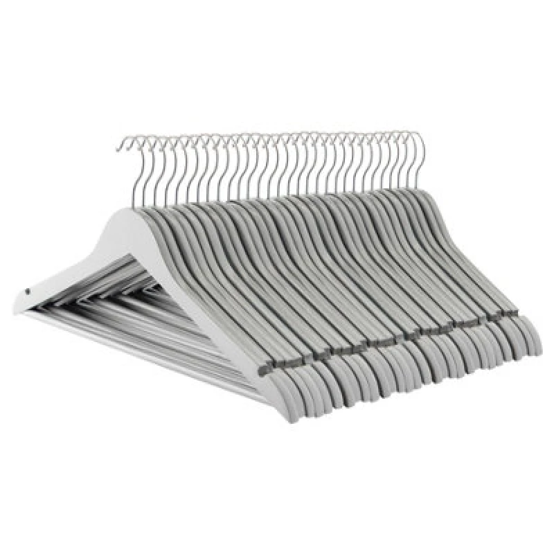 Image of Harbour Housewares Wooden Coat Hangers - Grey - Pack Of 30