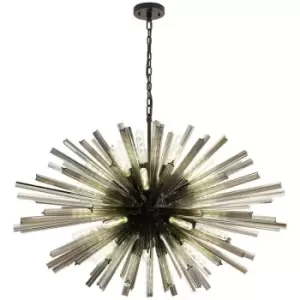 Image of Luminosa Hornby 32 Light E27, Oval Ceiling Pendant Matt Black, Smoke Glass