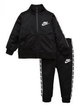 Image of Nike Sportswear Toddler Boys Block Taped Tricot Tracksuit - Black, Size 24 Months