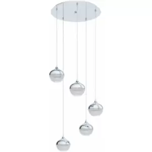 Image of Pendant Light Colour Chrome Shade Granille White Clear Plastic Bulb E14 5x25W