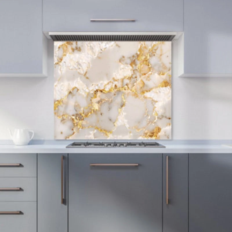 Image of Warren Reed Designer Gold And White Quartz Effect Kitchen Splashback