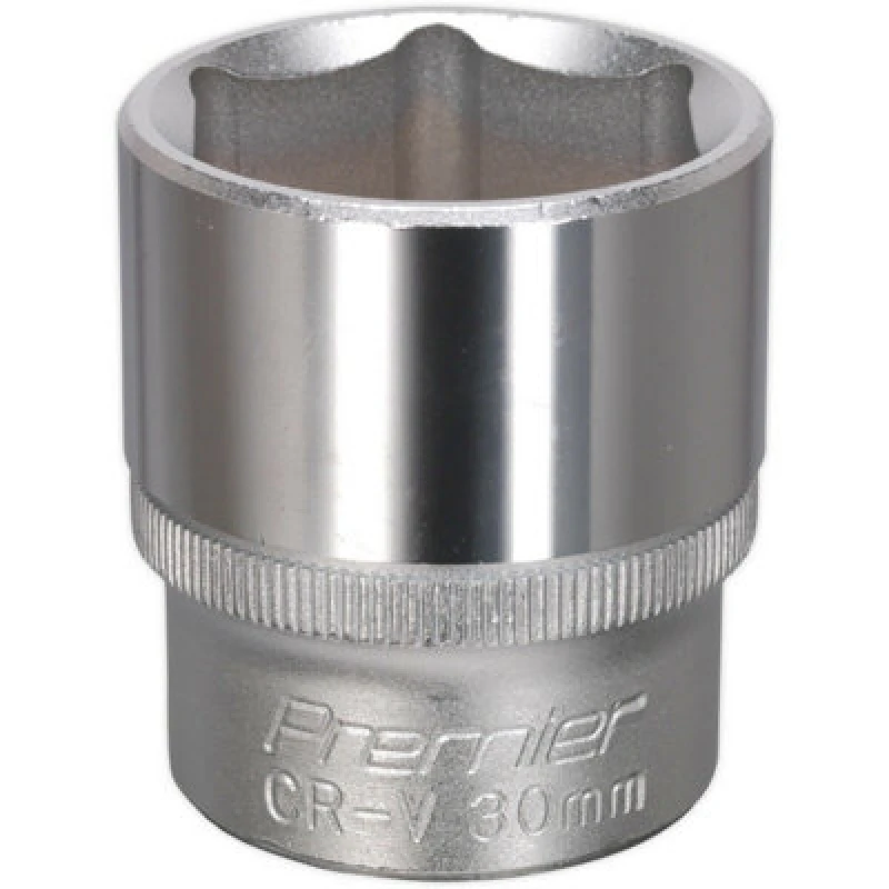 Image of Loops 30mm Steel Drive Socket - 1/2" Square Drive - Chrome Vanadium Wrench Socket Metallics
