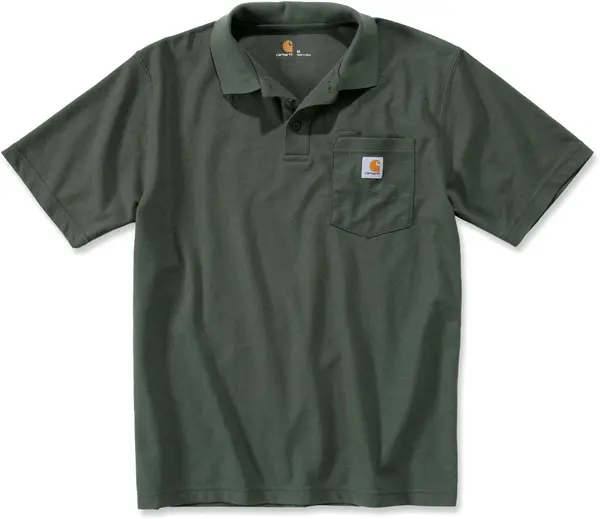 Image of Carhartt Contractors Work Pocket Polo Shirt, green, Size XS